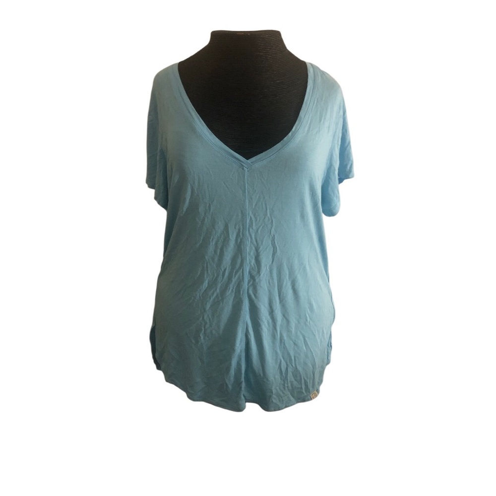 evy's tree Women's Sky Blue V-Neck Short Sleeve Tee